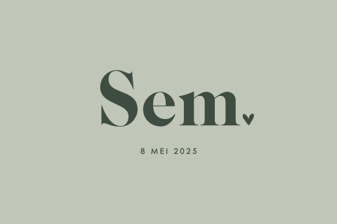 Minimalistisch groen geboortekaartje voor een jongen