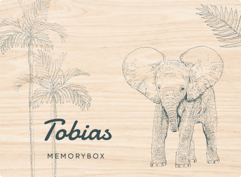 Memorybox baby met naam en illustratie olifant