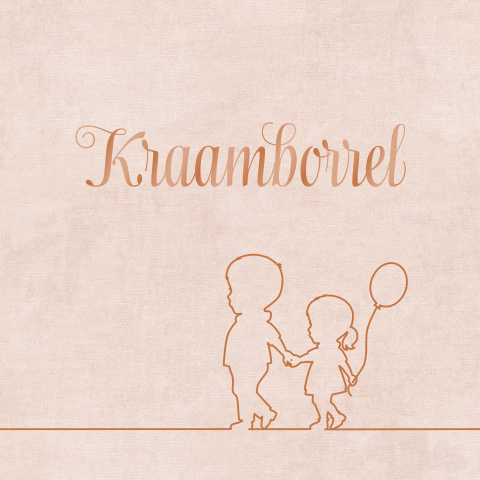 Kraamborrel uitnodiging hoogglans met lijntekening silhouetjes