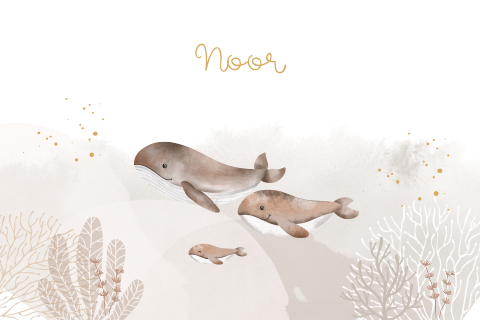 Tuinbord beige met walvissen
