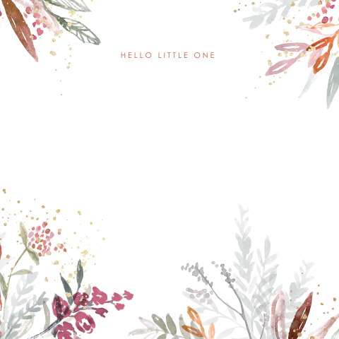 Geboortekaartje voor een meisje met een doorkijkje van een bloem