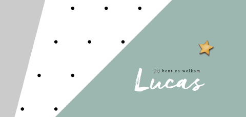 Trendy geometrisch geboortekaartje met bij te bestellen houten ster