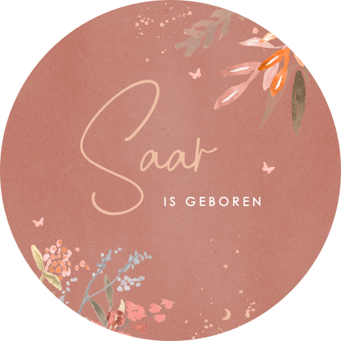 Oudroze raamsticker met vlinders en takjes