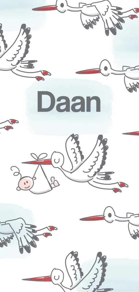 Lief ooievaren geboortekaartje voor een jongen