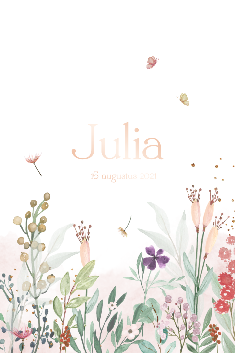 Lieve poster met roségoudfolie watercolour en bloemen