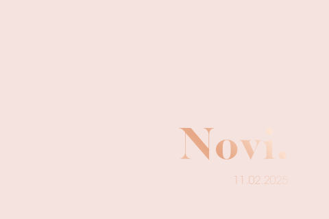 Minimalistisch roze geboortekaartje meisje met roségoudfolie