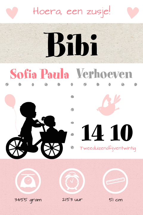 Lieve poster voor meisje met typografie en silhouet