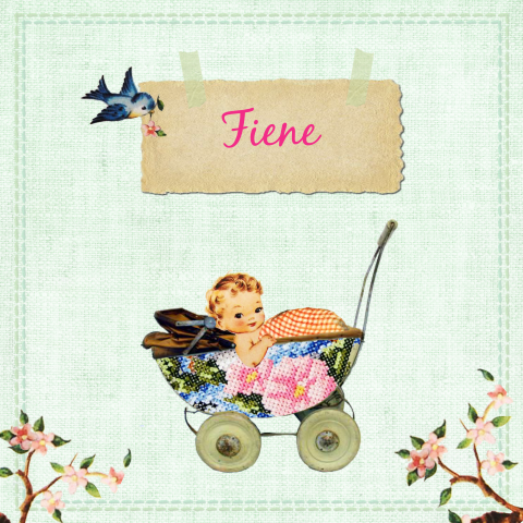 Retro geboortekaartje met kinderwagen