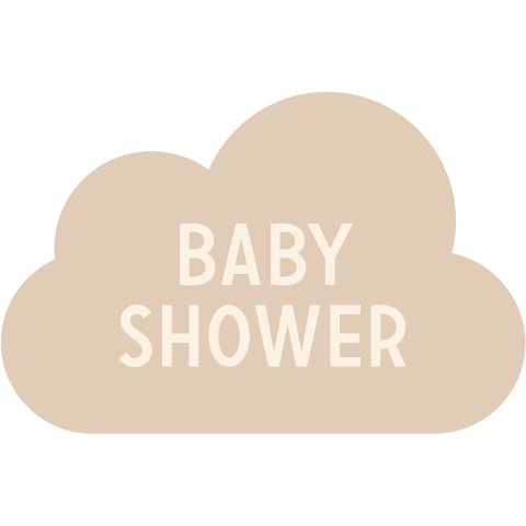Babyshower sticker beige in vorm van wolkje