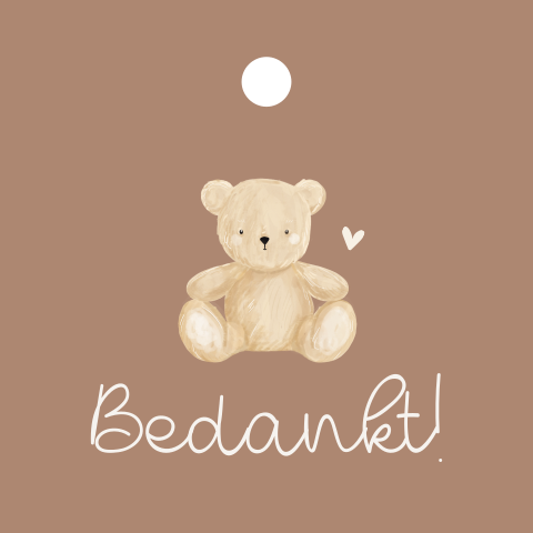 Labeltjes vierkant bruin met teddybeer