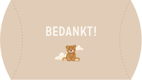 Gondeldoosje beige met teddybeer en wolkjes