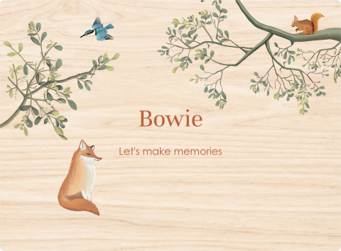 Memorybox baby met naam en bosdieren