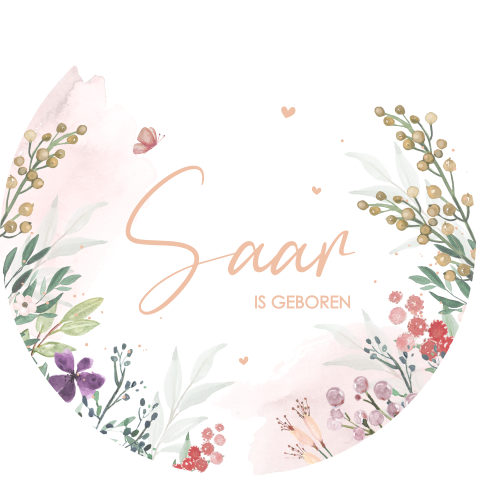 Raamsticker rond met bloemen illustraties