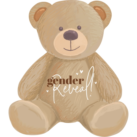 Gender reveal invulkaart in de vorm van teddybeer