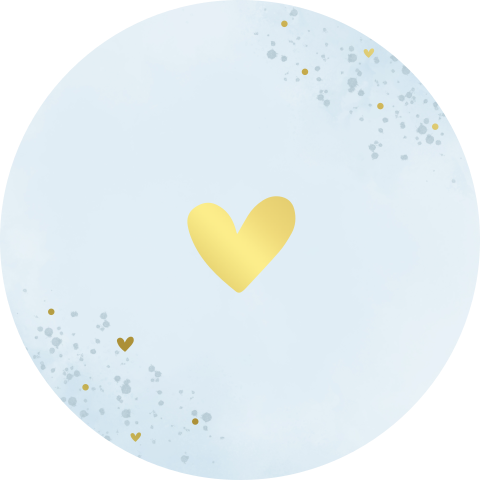 Sluitsticker lichtblauw met watercolour en goudfolie