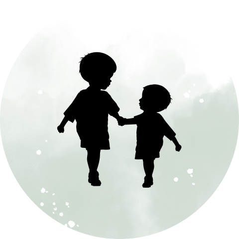 Mintgroene sluitsticker met silhouet van broertjes