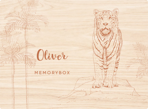 Memorybox baby met naam en illustratie tijger