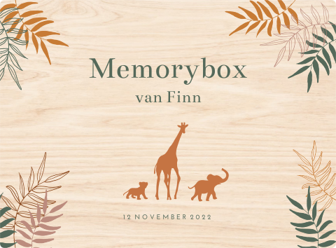 Stoere memorybox met jungledieren en bladeren