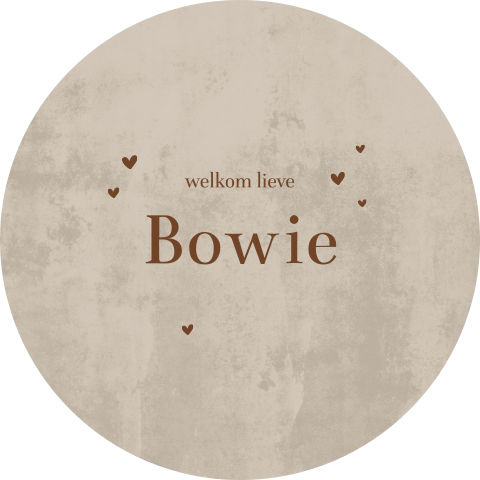 Raamsticker rond met bruine velvet look en hartjes