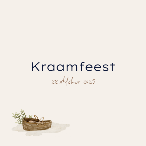 Kraamborrel uitnodiging met mandje