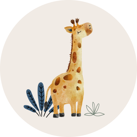 Sluitsticker vrolijke watercoliour illustratie giraffe
