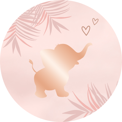 Lichtroze sluitsticker met olifantje en hartjes