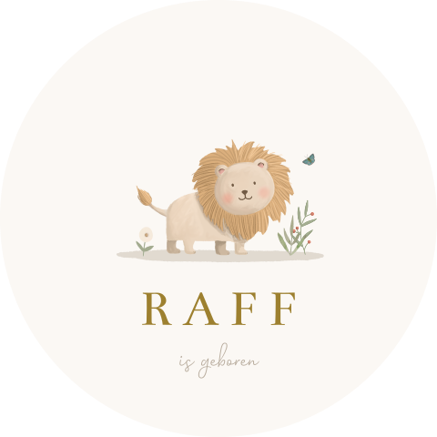 Ronde raamsticker met lieve illustratie leeuwtje