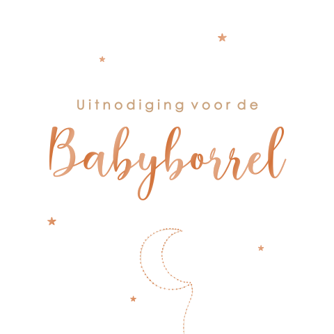 Uitnodiging kraamfeest met maantje en sterren