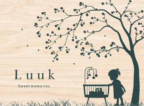 Memorybox met silhouetje wiegje en boom