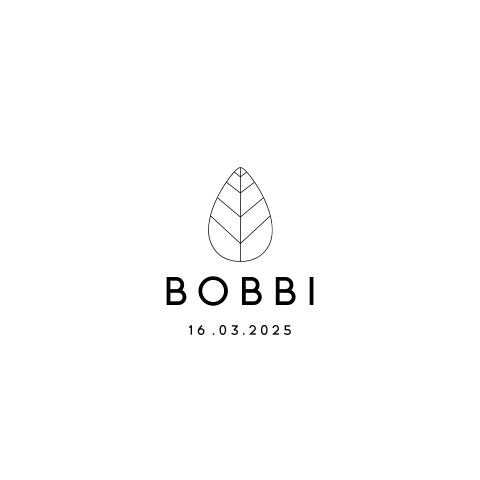 Minimalistisch babykaartje met illustratie van een blaadje