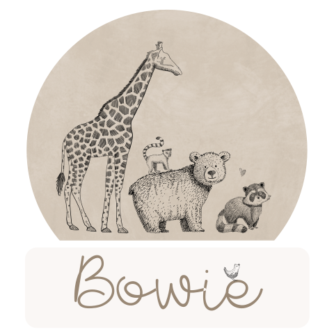 Tuinbord beige met getekende dieren 