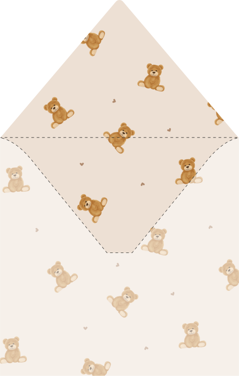 Envelop inlay beige met teddyberen voor 14 x 14 cm envelop