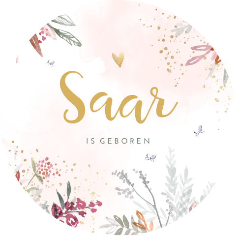 Ronde raamsticker met watercolour bloemen