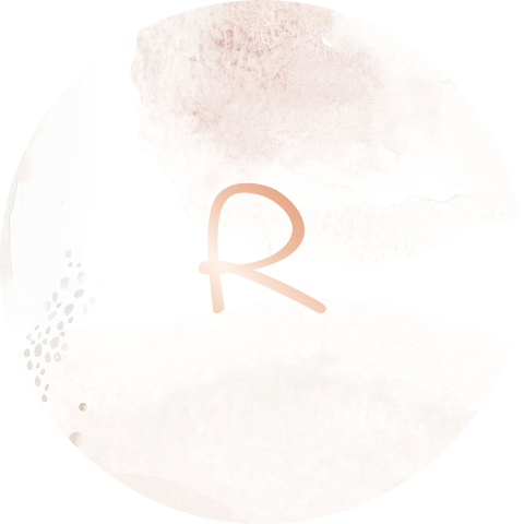 Sluitsticker met watercolour en roségoudfolie initiaal