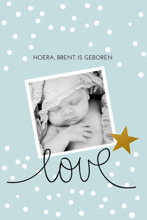 Hip geboortekaartje confetti en foto
