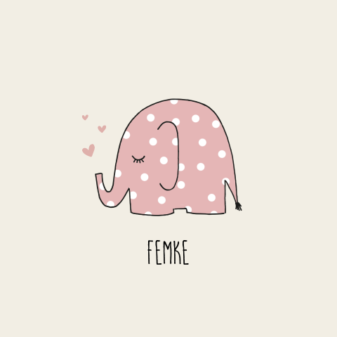 Lief geboortekaartje met olifant