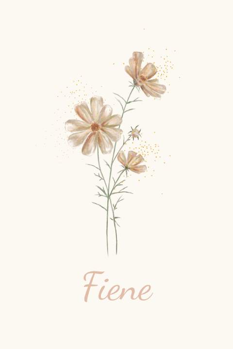 Stijlvol geboortekaartje minimalistisch voor meisje met bloemen