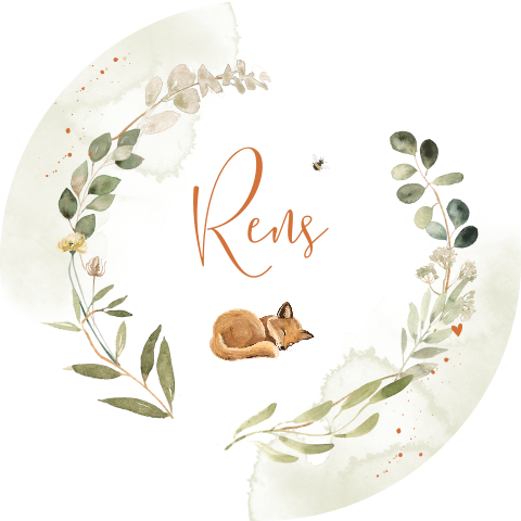 Ronde raamsticker met watercolour en slapend vosje