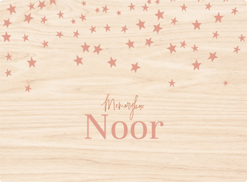 Memorybox baby met naam en roze sterretjes