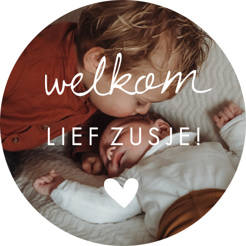Bewerkbare sluitsticker broertje zusje met foto
