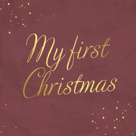 Trendy kerstkaart met velvet-look en goudfolie letters