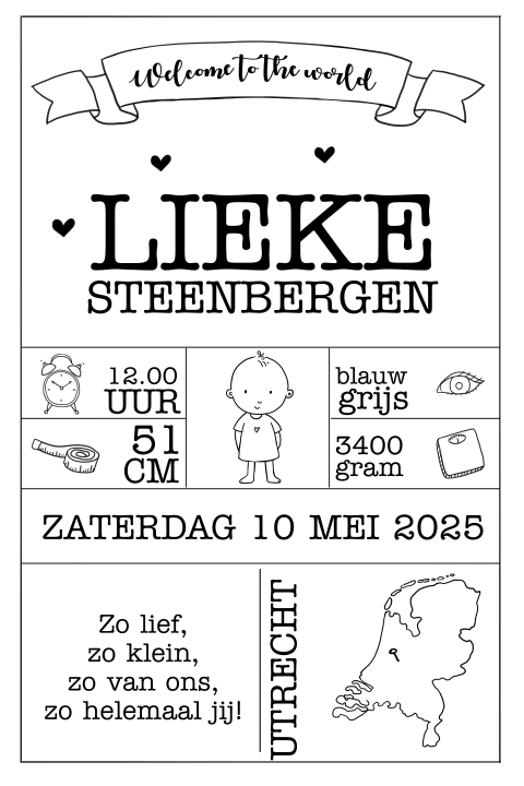 Hippe poster voor meisje met zwart wit illustraties