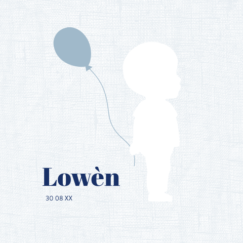 Blauw geboortekaartje jongen met silhouetje uitsnede