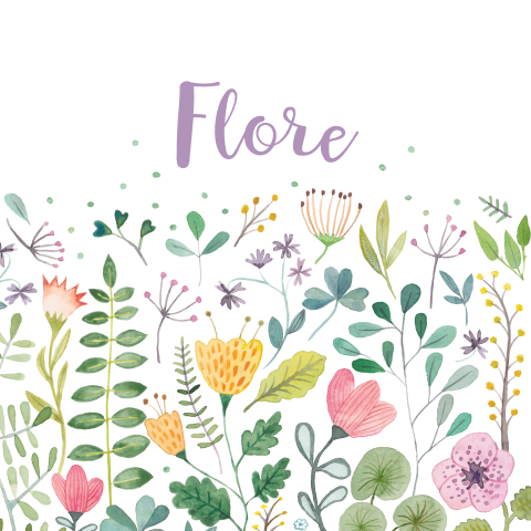Poster voor meisje met waterverf bloemetjes