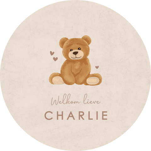 Ronde raamsticker met teddybeer en hartjes