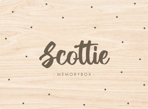 Memorybox baby met sierlijke naam en stippen