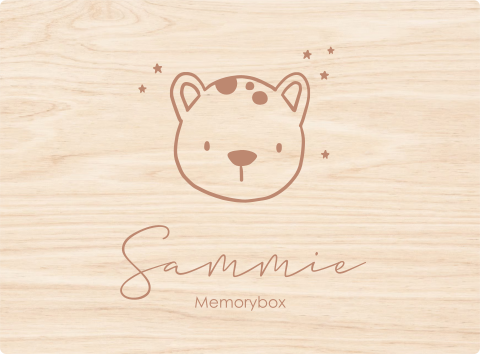 Memorybox baby met vrolijke illustratie beertje en naam