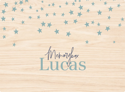 Memorybox baby met naam en blauwe sterren
