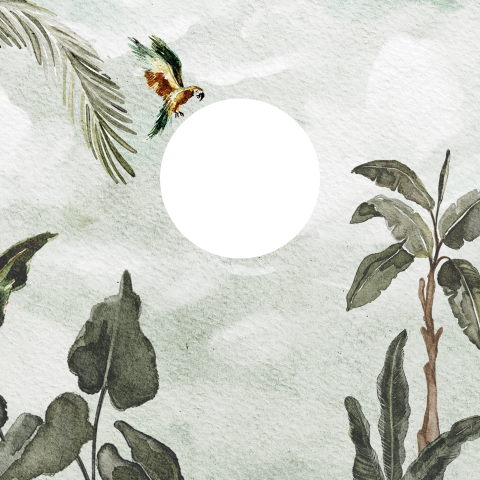 Groen watercolour geboortekaartje met junglethema en stans