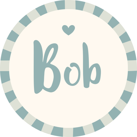 Hippe sluitsticker blauw met blokjes rand en naam